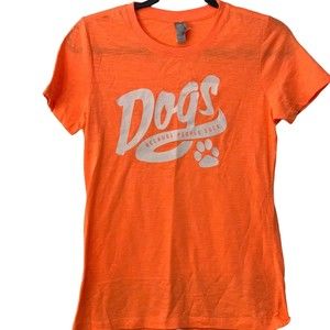 Juniors Woman's Size M "Dogs Because People Suck" Orange T-shirt Lightweight